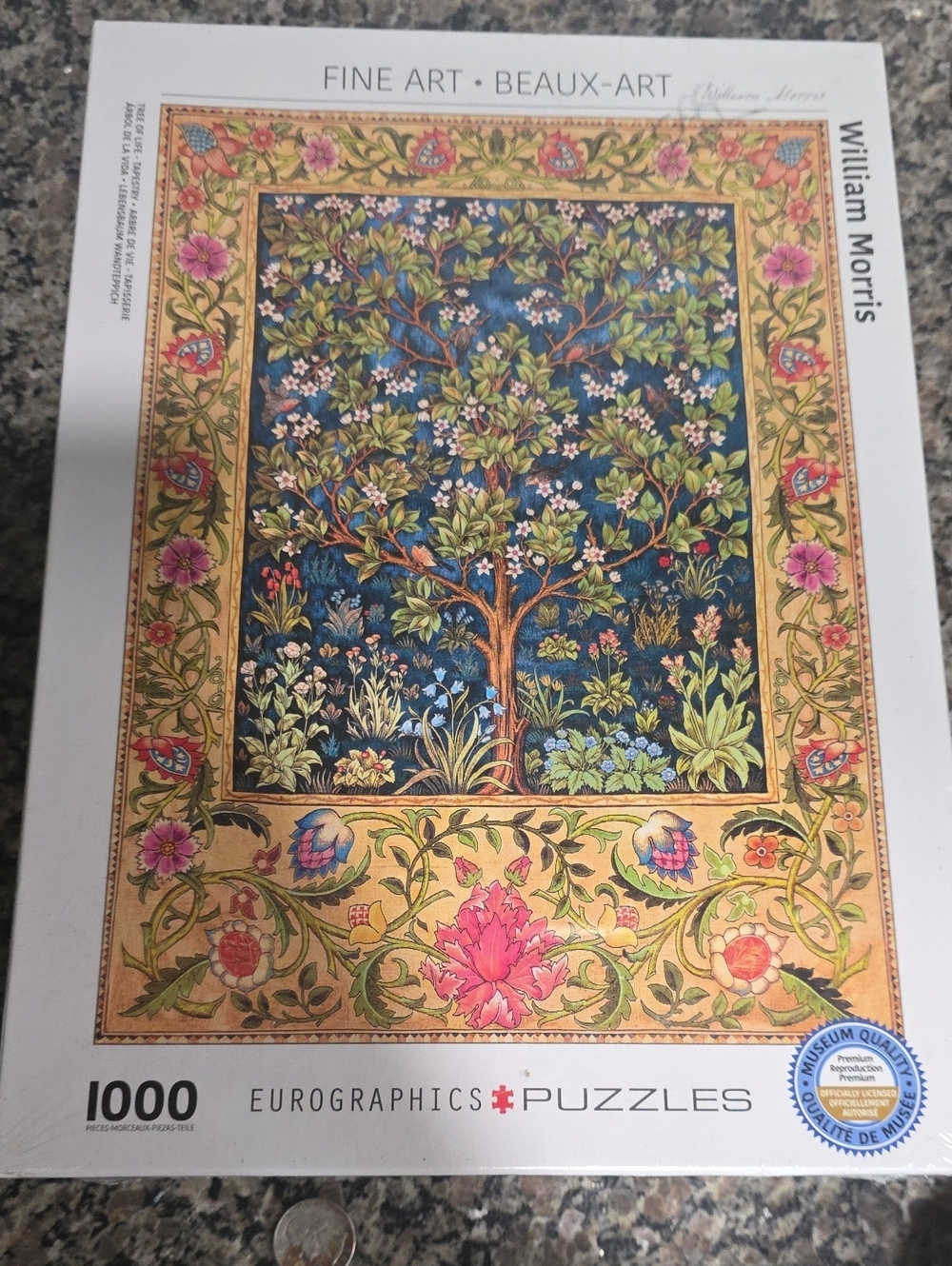 New Sealed In Box William Morris Tree of Life Art Puzzle - Blue, Green & Gold